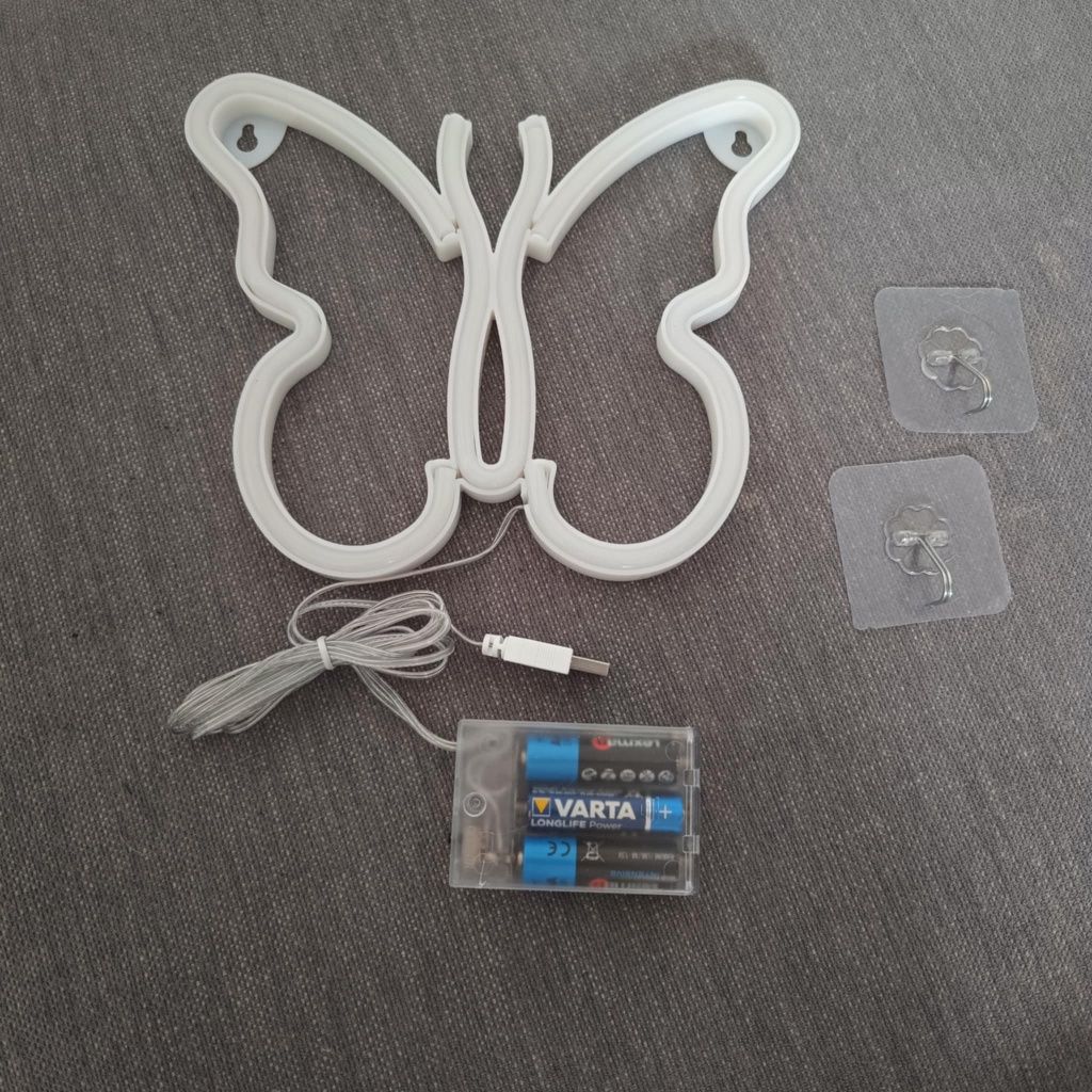 Neon Motyl lampa światło LED  dekoracja ozdoba pokój USB