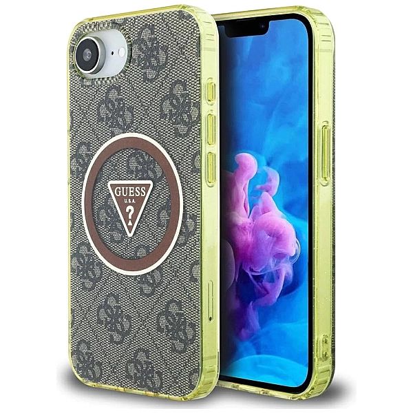 Etui Guess IML Metal Glitter 4G Circle Triangle MagSafe na iPhone 16e
