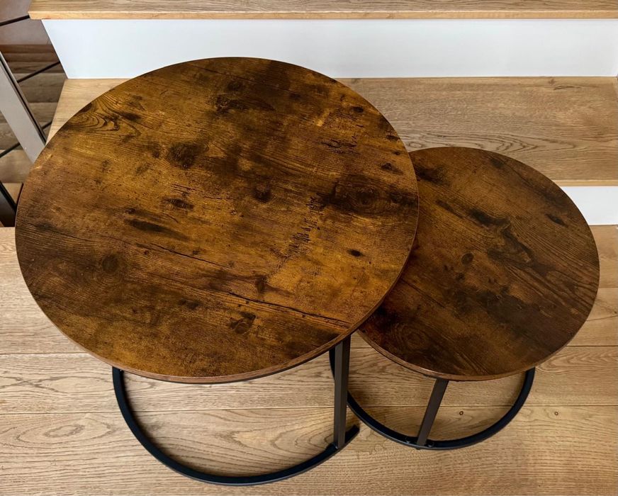 Nowe, nieuzywane, nowoczesne stoliki kawowe okrągłe zestaw 2w1