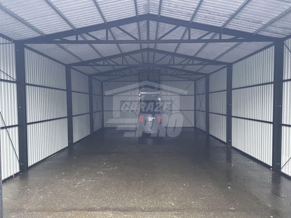 Hala Garaż 7x11 m brama dwuskrzydłowa drzwi rynny GP345