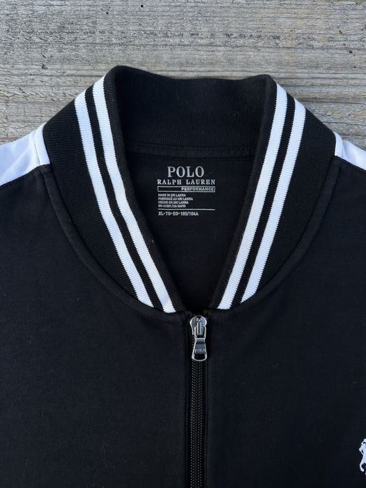 Czarna rozpinana bluza z lampasem Ralph Lauren Performance, rozmiar XL