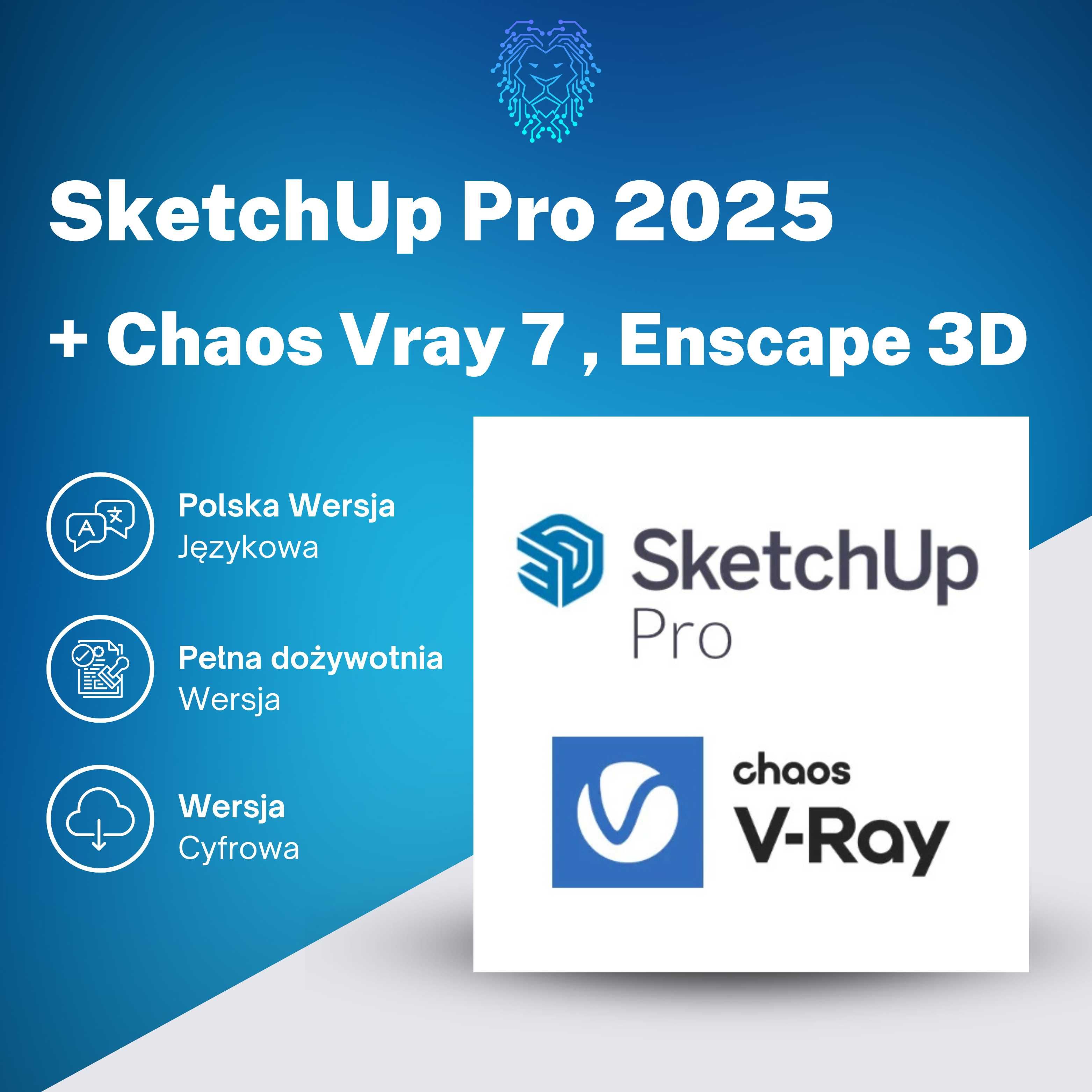 SketchUp Pro 2025 + Chaos Vray 7 + Enscape 3D Pełna Wersja Win / Mac