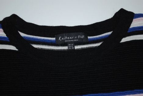свитер в полоску рубчик бренд F&F M свитшот синий черный яркий next