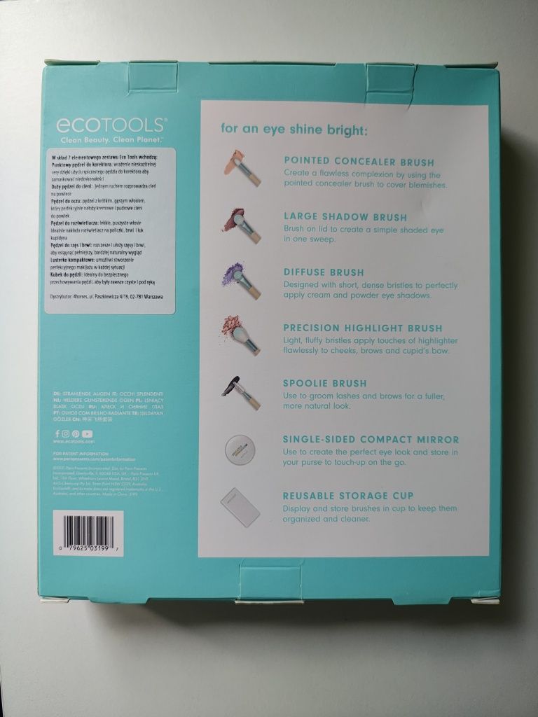 zestaw 7 produktów Ecotools pędzle lusterko