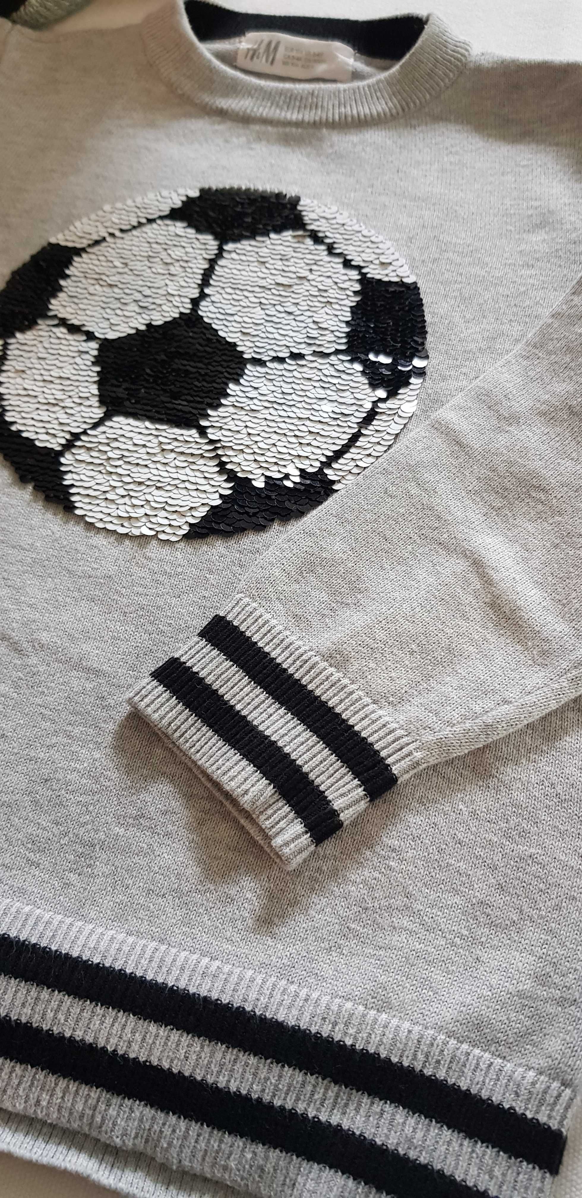 Sweter HM roz 104 stan IDEALNY cekiny PIŁKA/SCORE