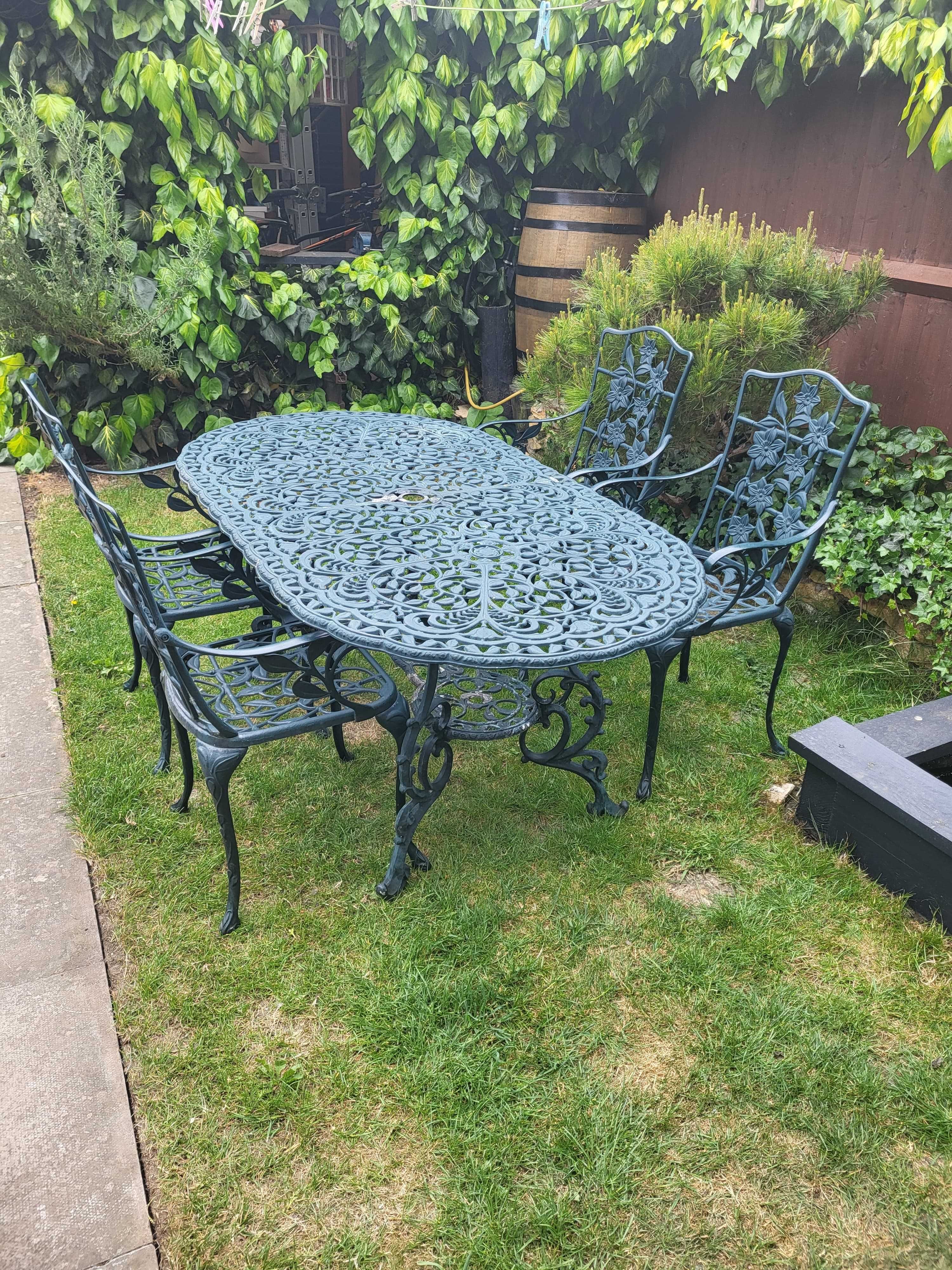 Zestaw aluminiowych mebli ogrodowych. Owalny stół + 4 krzesła Wysyłka