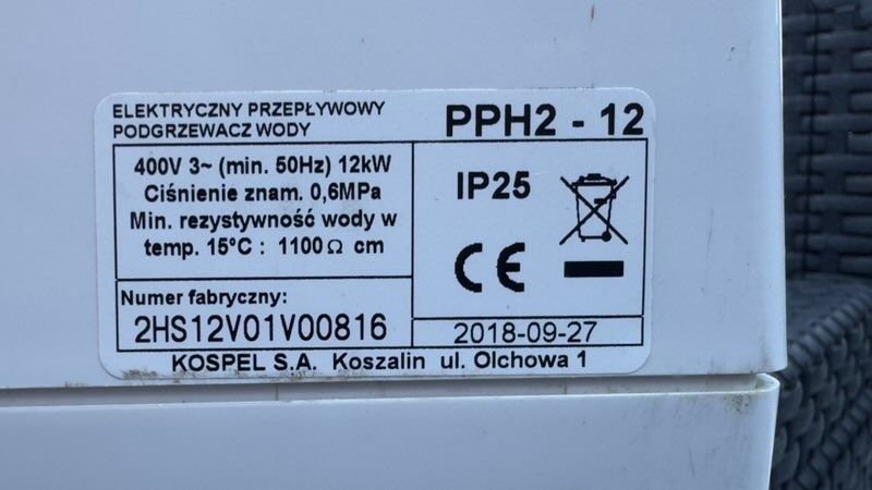 Podgrzewacz przepływowy elektryczny KOSPEL