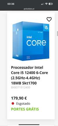 CPU Intel I5 12400