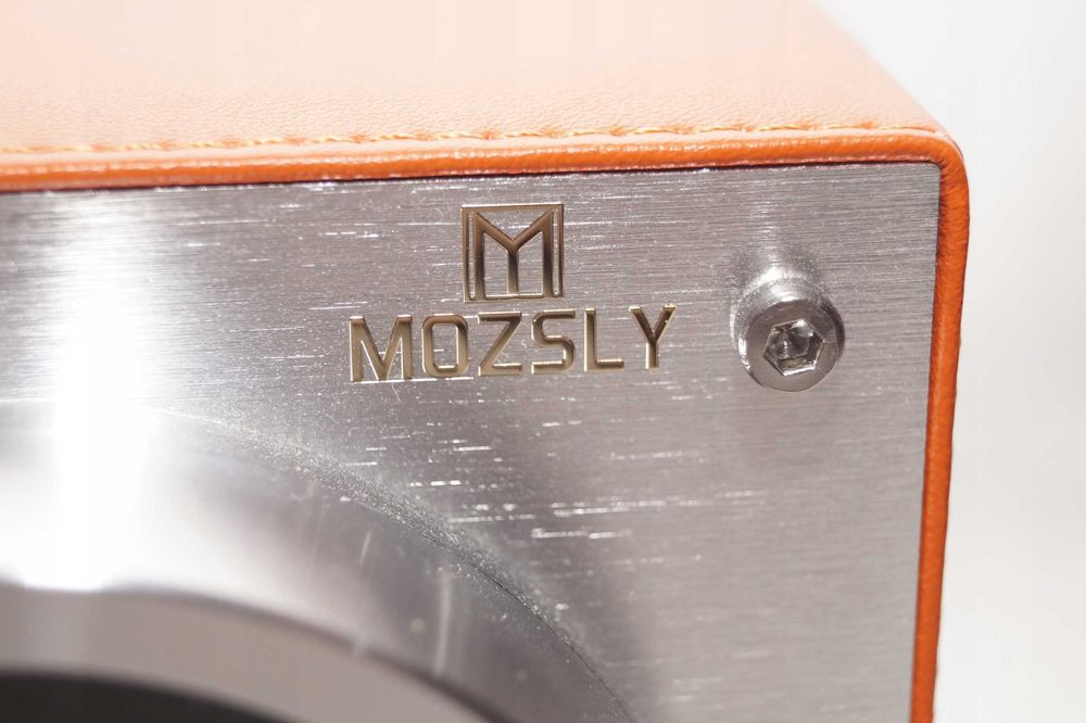 G437 MOZSLY Automatyczny rotomat na 2 zegarki podwójny skóra pomarańcz