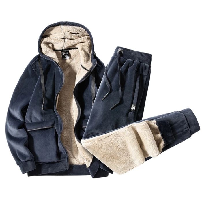 Зимний бархатный теплый мужской спортивный костюм Большой размер Батал