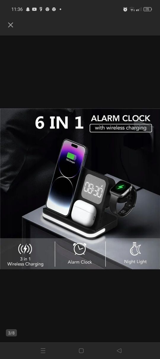 6 in 1 Wireless Charger Stand For iPhone Samsung S24 S22 Ultra Note