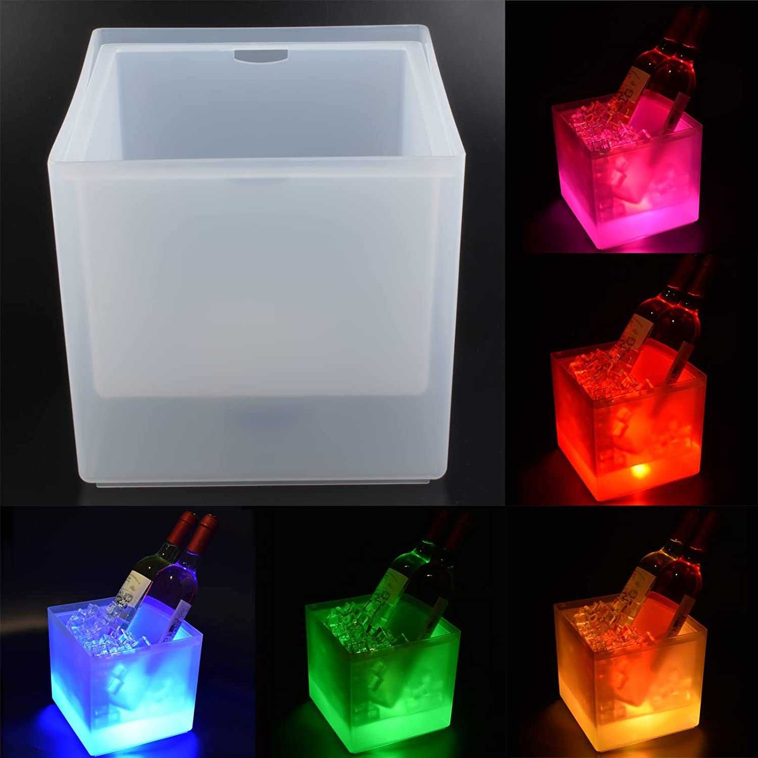 Cubo de gelo LED de 3,5 litros, com mudança de cor automática