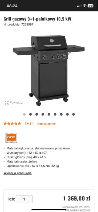 Grill gazowy z termometrem