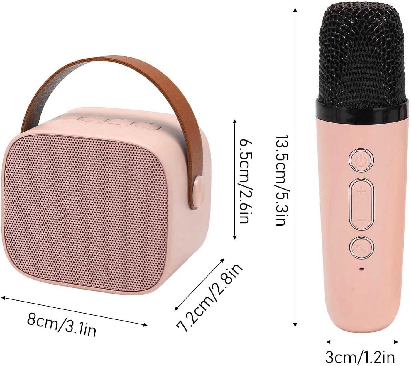 Mini Zestaw do Karaoke, Głośnik Stereo Bluetooth z 2 Mikrofonami RGB