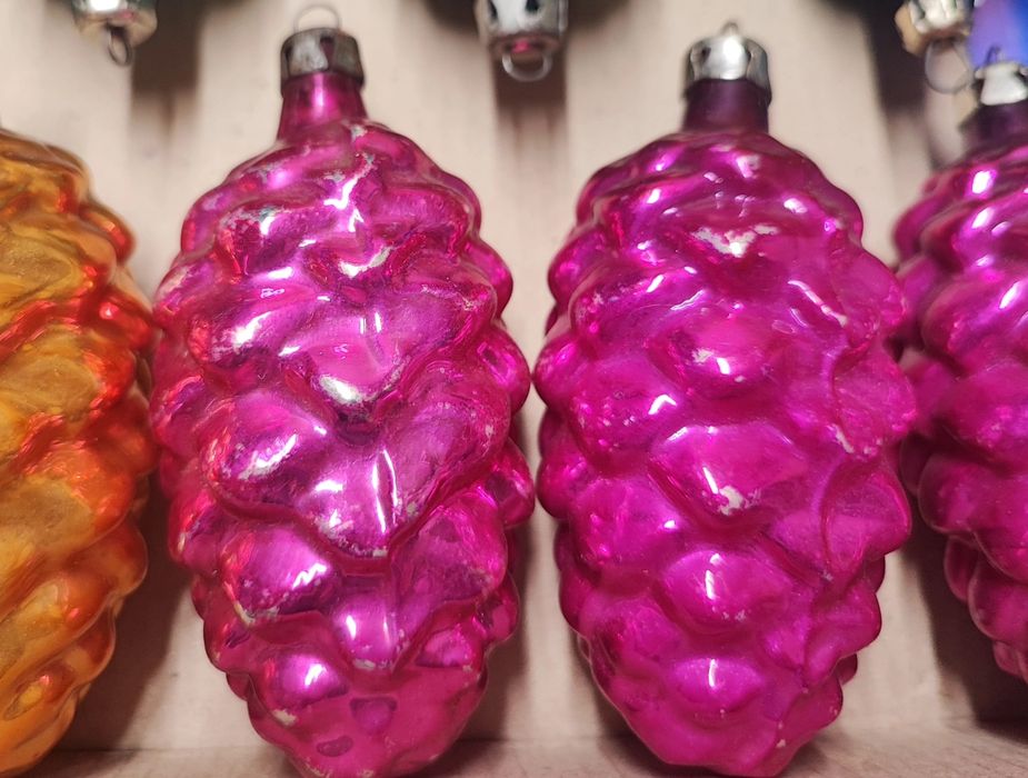 Stare szklane bombki szyszki ozdoby choinkowe prl