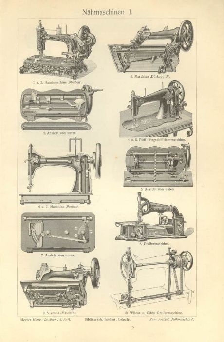 STARE MASZYNY do szycia, pisania, rachowania piękne XIX w. grafiki