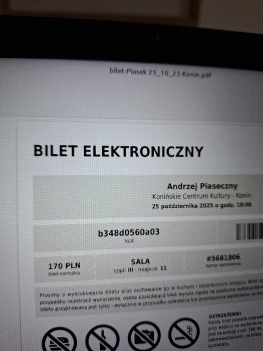 2 bilety na koncert Andrzeja Piasecznego