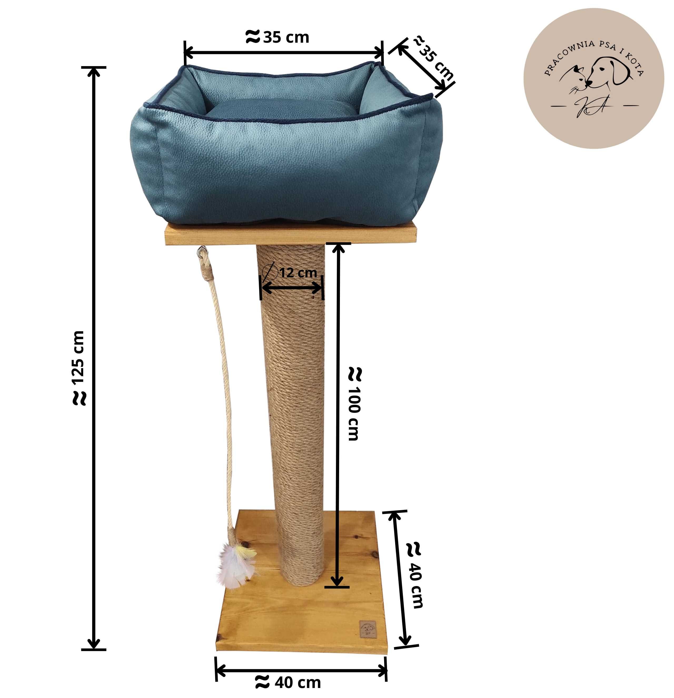 Drapak dla kota z  drewna 125cm gratis parapeciak