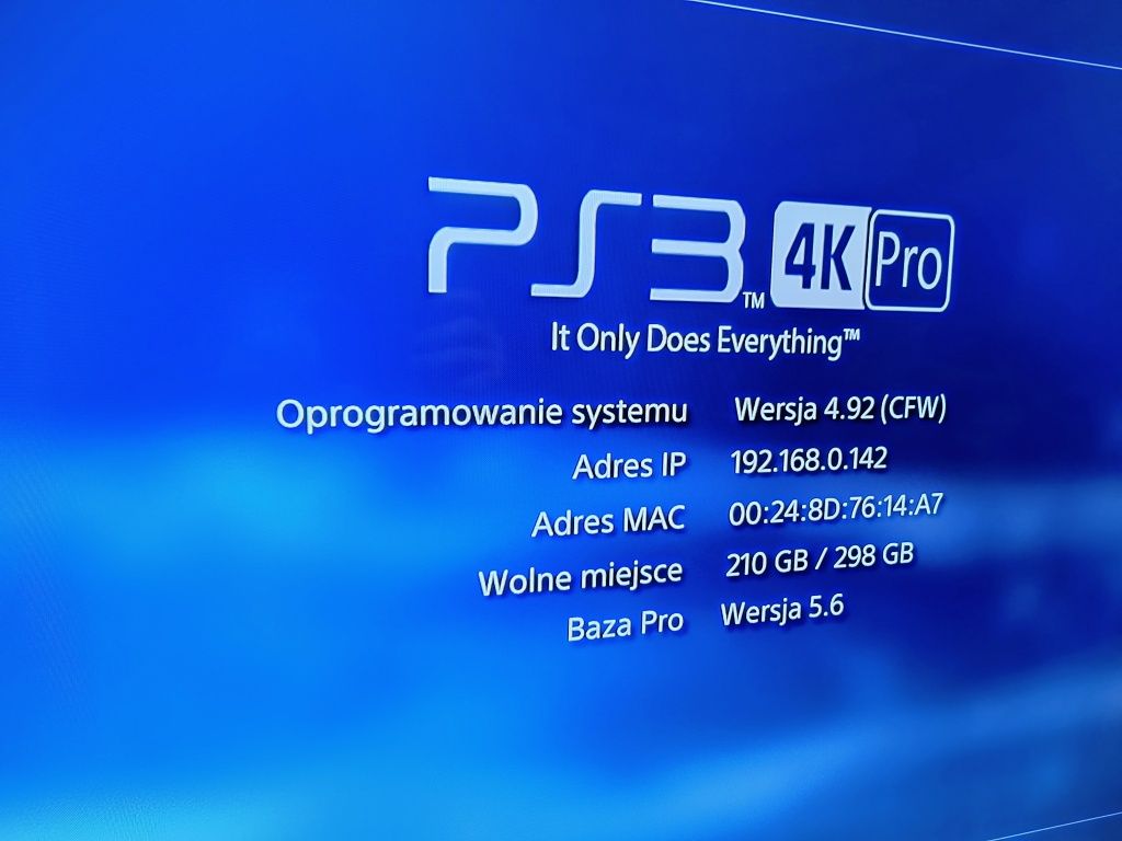 Przerobiona Playstation 3 Slim 4K PRO MOD CFW 4.92  Evilant PKGi zesta