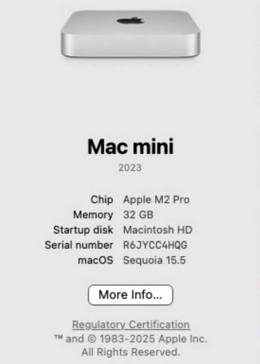 Apple Mac Mini M2 Pro 4TB SSD 32GB RAM 10‑Core CPU 16‑Core GPU