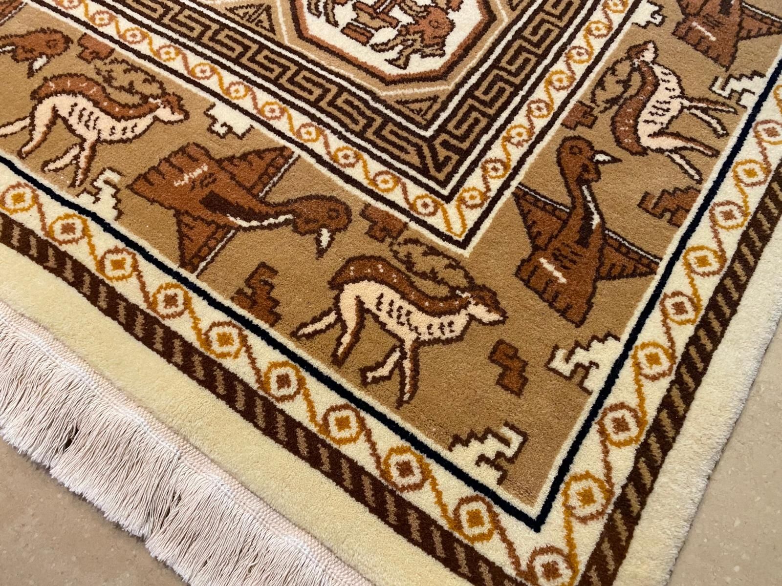 Tabriz Pazyryk 300 # 180 Perski dywan ręcznie tkany - wełniany z Indii
