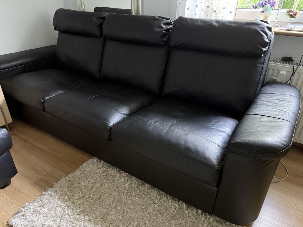 Sofa bardzo wygodna + puf (stan doskonały) skóra!