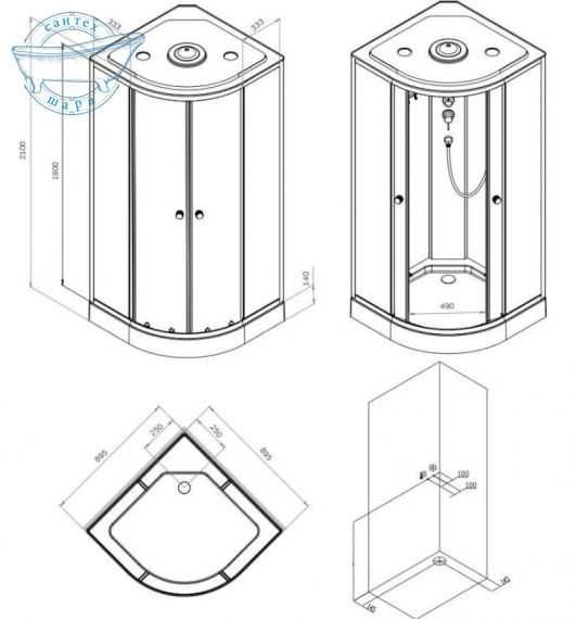 Душовий бокс Am.Pm X-Joy 90x90 W94C-401-090BT