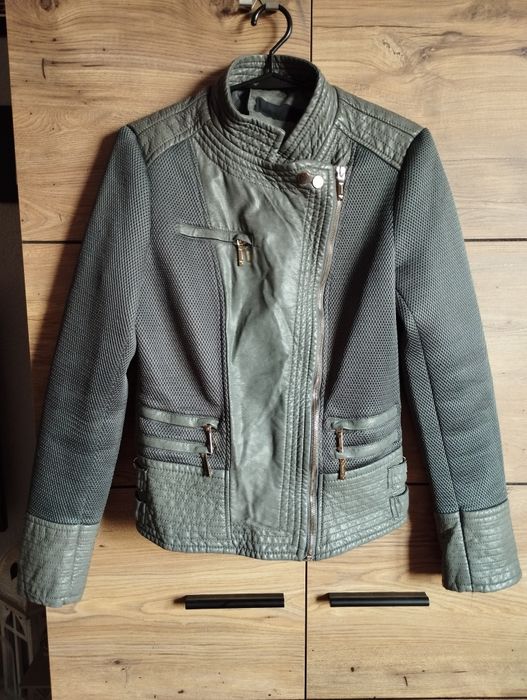 Szara kurtka przejściowa XL eko skóra ramoneska
