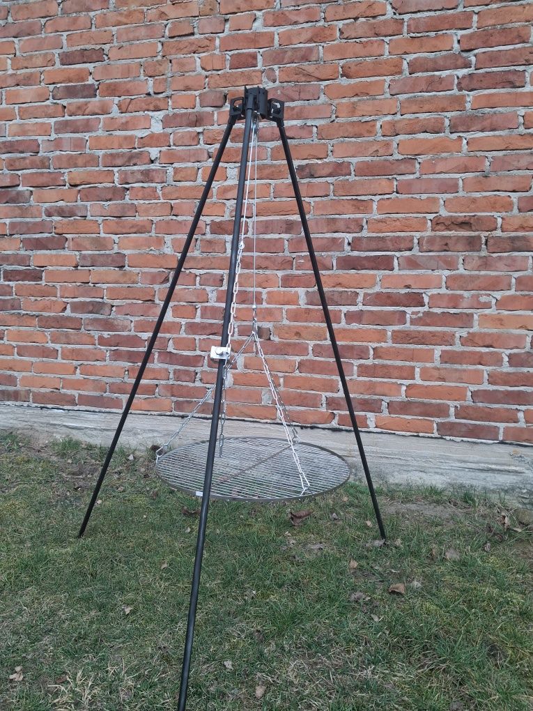 Grill Trójnóg nowy składany 150cm wysokość ruszt 60cm nierdzewnym