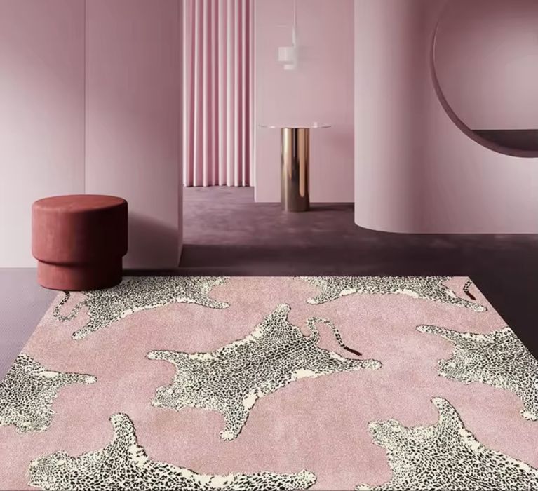 Килим доріжка ковер 100*150 рожевий з леопардами новий