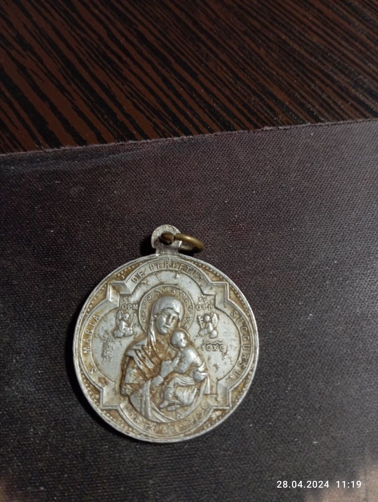 Вінтажна срібна медаль Sanctus Pius XS Maria De Perpetuo Succursu Ora