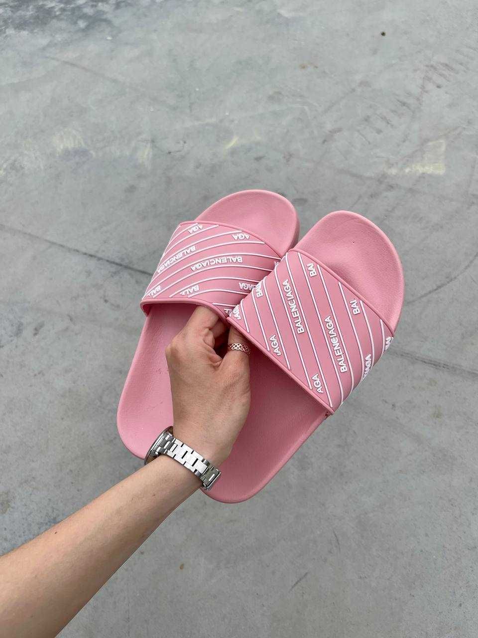 Жіночі шльопанці Balenciaga Slides Small Logo ‘Pink’ (36-41 р.)