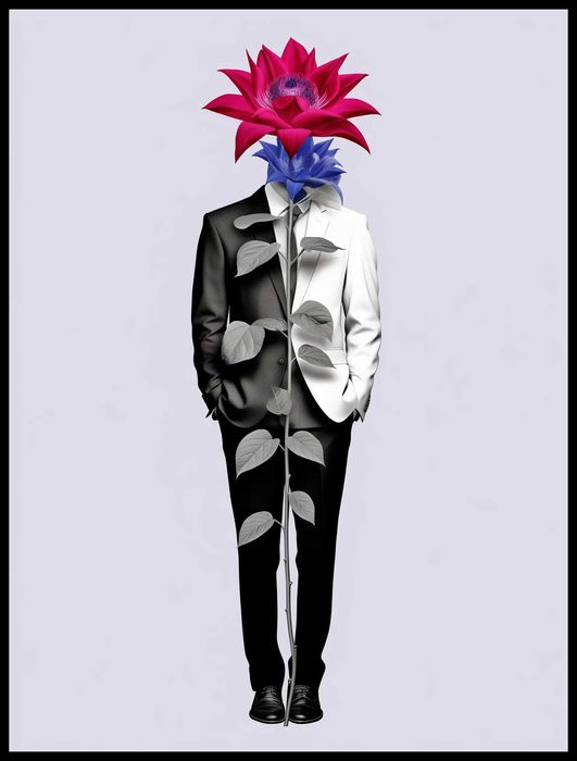 Plakat na Ścianę Obraz Mężczyzna Kwiat Miniamlizm 40x60 cm ElliveX