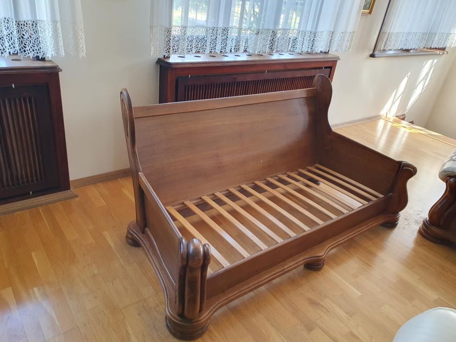 Zestaw wypoczynkowy drewno/skóra