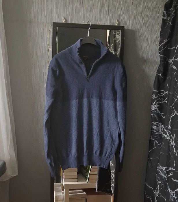 Granatowy sweter Gino Rossi wełna merino kaszmir