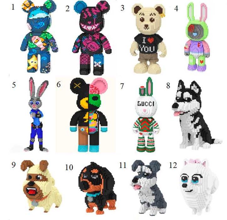 Конструктор з мініблоків дитячий мішка  Magic Blocks Bearbrick Мишка