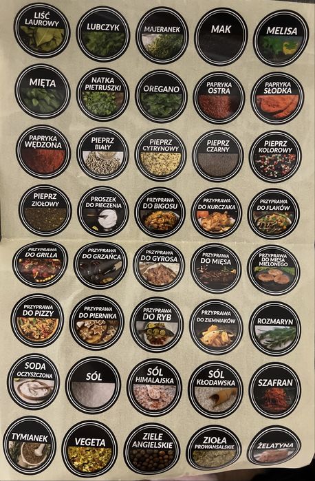 80 naklejek na sloiczki na przyprawy