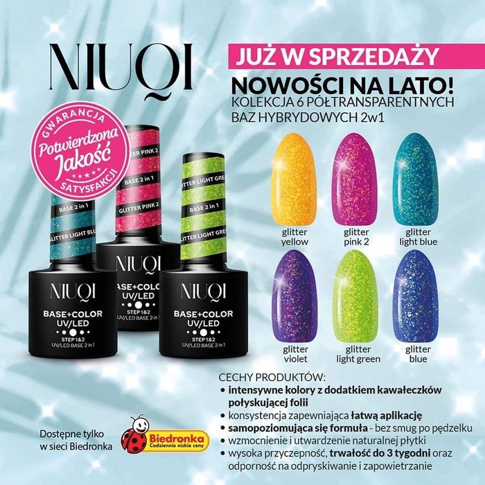 Glitter Baza+color NiUQI hybrydowa