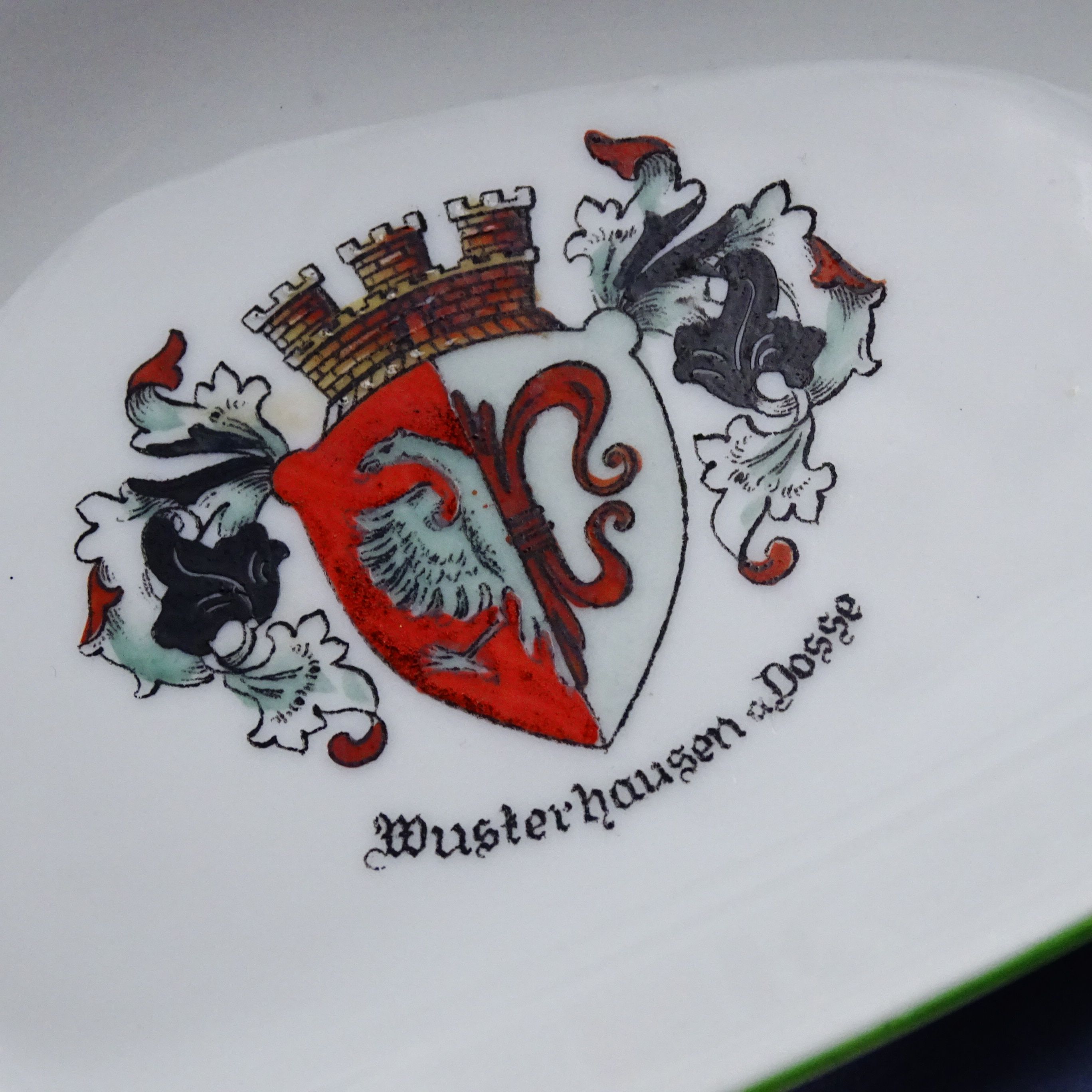 zabytkowa popielniczka porcelanowa orzeł herb wusterhausen/dosse