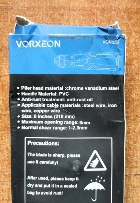 VORXEON 8"/218 mm nożyce, przecinak do drutu, mały do  2,3 mm
