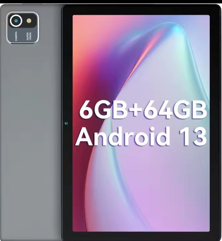 Планшет 10.1 дюйма android 13, 2 +4 гб озу, 64 гб пзу, акумулятор 5000