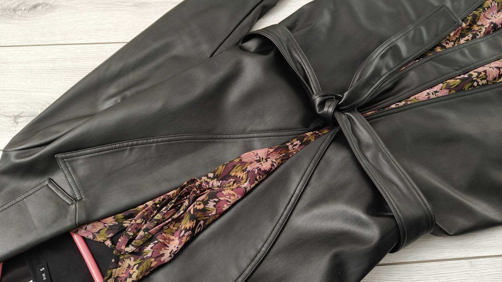 Płaszcz z Imitacji Skóry Reserved Czarny M Nowy