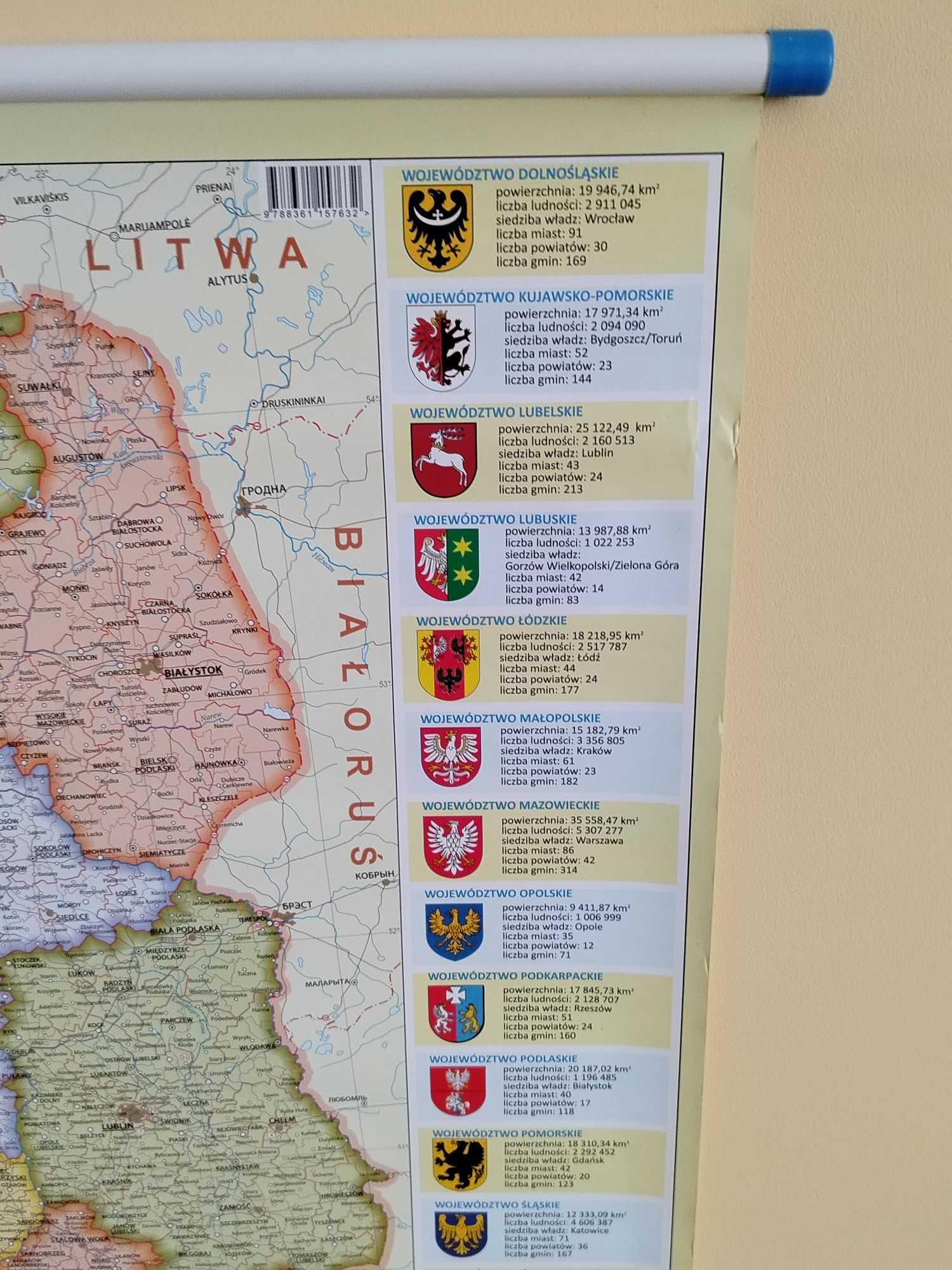 Ścienna mapa polski - dwustronna