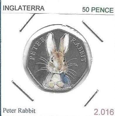 Inglaterra - - - 50 Pence - 2016 - - - " Peter Rabbit” - - - Moeda