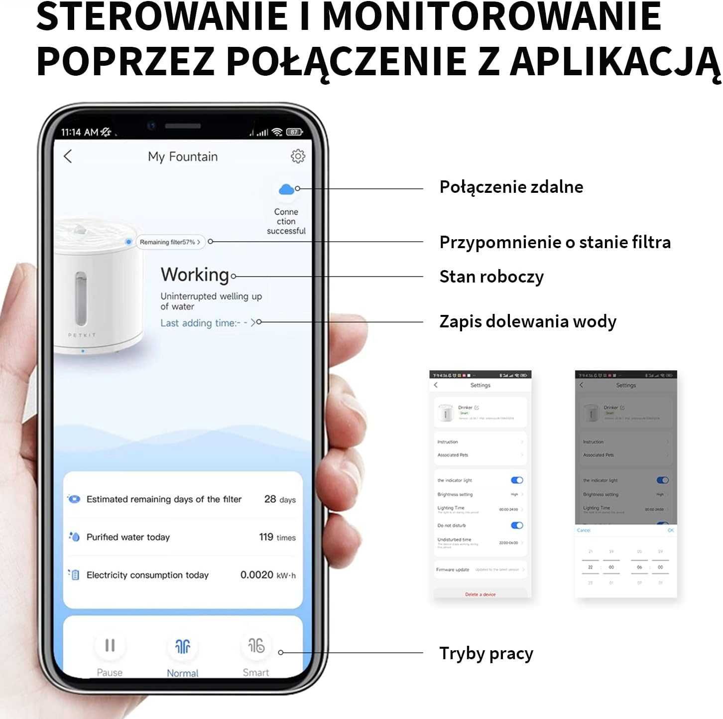 Fontanna dla Kota 2L Bezprzewodowa PETKIT EVERSWEET Aplikacja Poidło