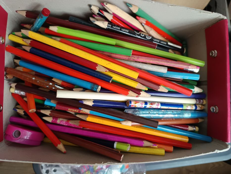 Karton różnych kredek