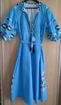 Niebieska sukienka z chwostami Boho maxi L