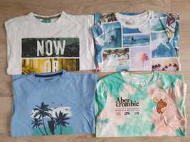 Komplet t-shirt 4 szt: Ambercrombie, H&M i inne rozm 134, koszulka