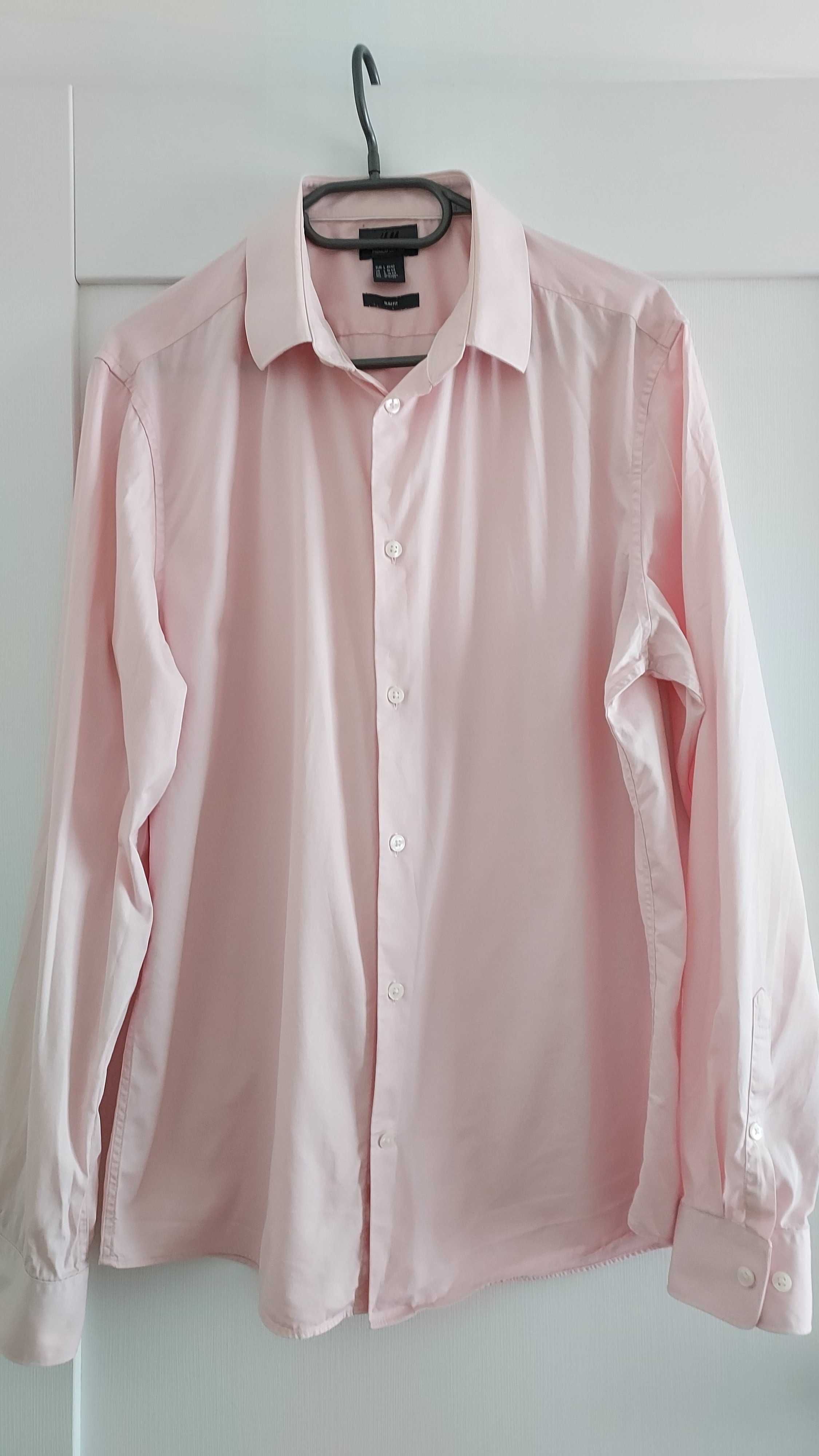 Koszula męska wizytowa różowa L slim fit