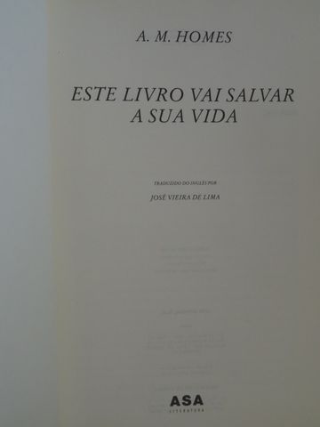 Este Livro Vai Salvar a Sua Vida de A. M. Homes